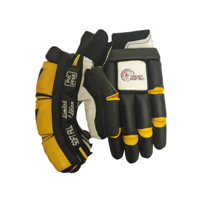 Black/Yellow Cricket Batting Gloves (Mens)