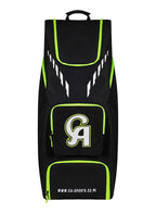 Black and white CA 18k Wheelie Duffle Bag designed for carrying complete cricket kit gear