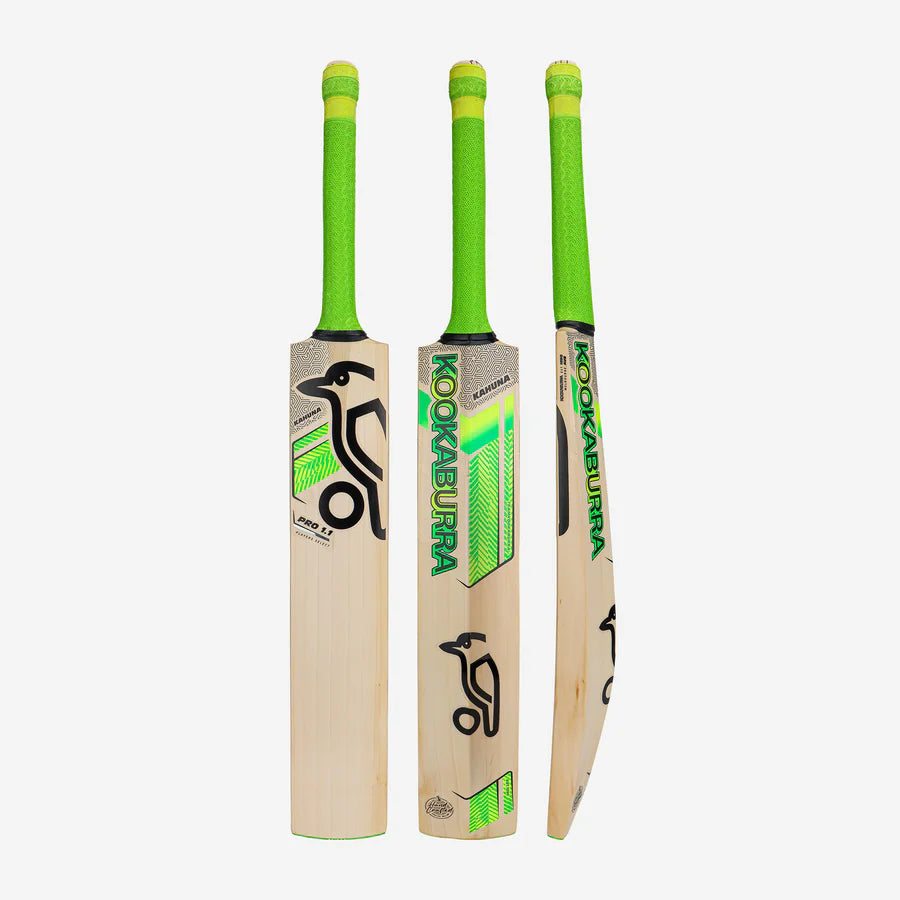 Kookaburra Kahuna Pro 1.1 Players Select Cricket Bat front face showing clean English willow grain.

