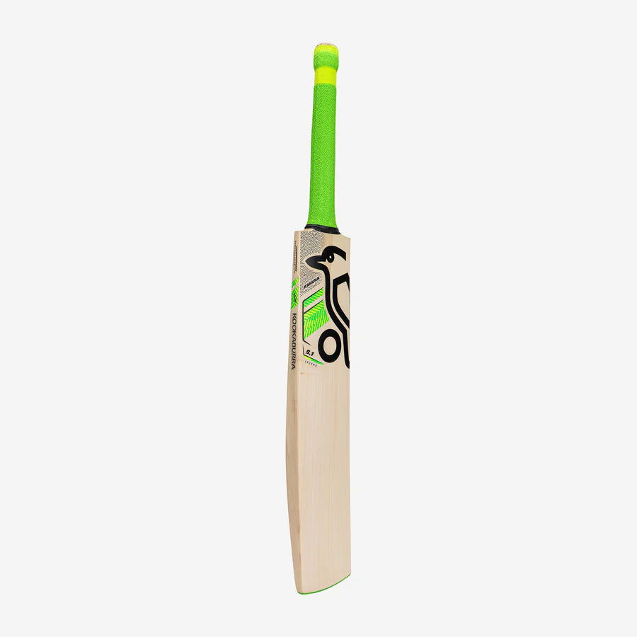 Side profile of Kookaburra Kahuna 5.1 Legend bat highlighting 34–37mm rounded power edges.

