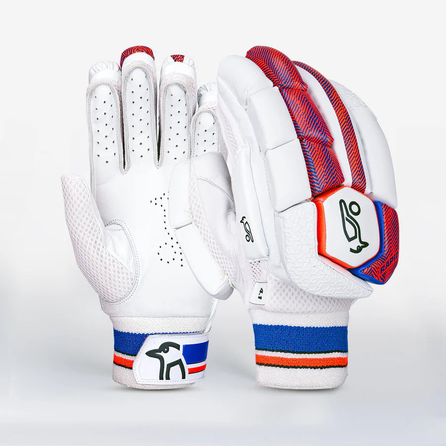 Kookaburra Rapid 4.1 Batting Gloves, featuring durable leather palm and breathable mesh, available at CricketerPoint.

