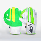 Kookaburra Long Cut Pro wicket keeping gloves, front view showing the professional long-cut design and strap.
