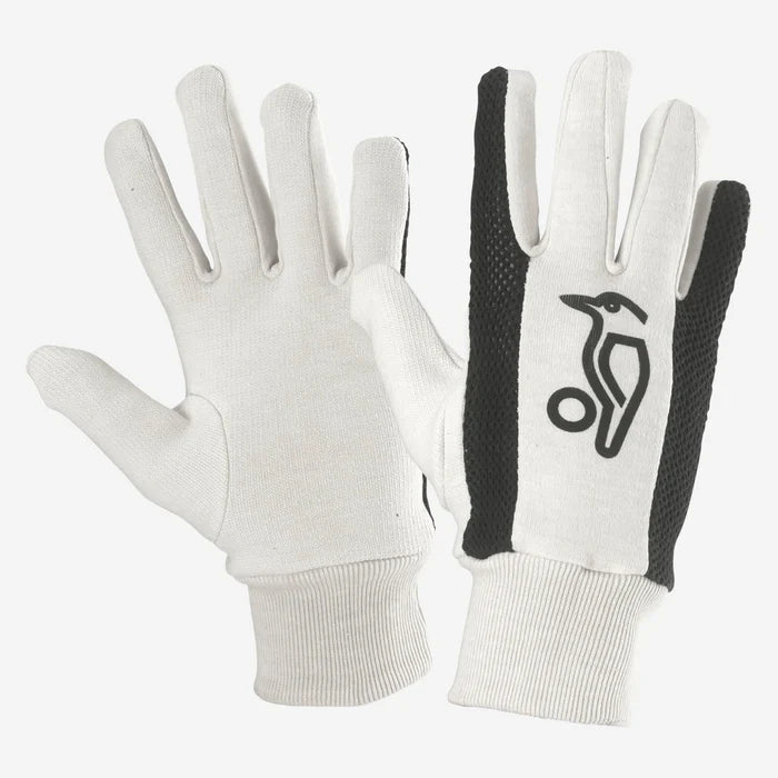 Kookaburra Plain Cotton Wicket Keeping Inner White gloves displayed on a plain background.