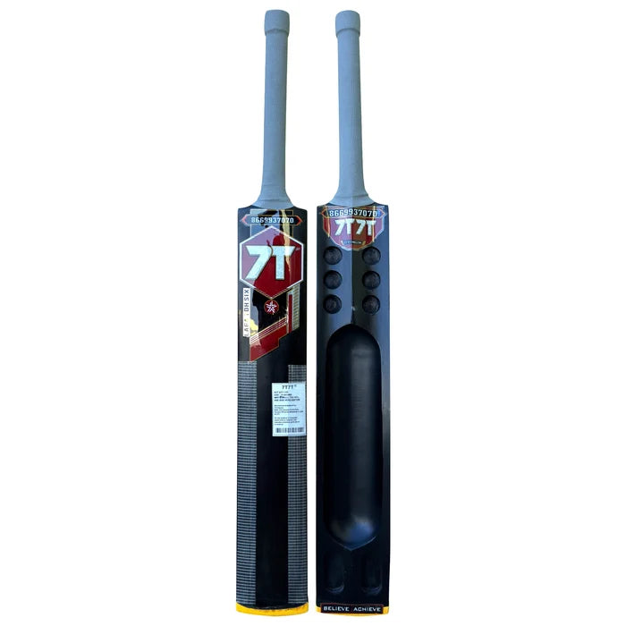 7070sports 7T7T One Side Hero Edition Red Tennis Cricket Bat – Full Black