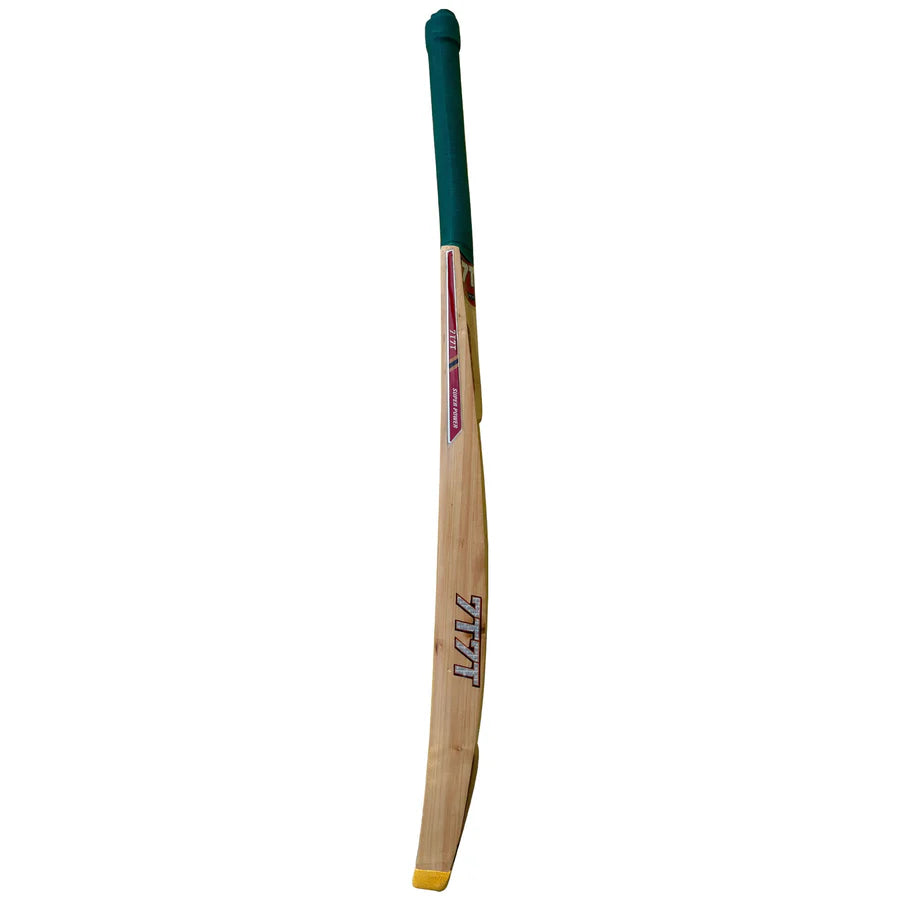 Detailed look at the metallic gold edition back decals and branding on the Cricketer Point 7T7T Hard Tennis Bat.