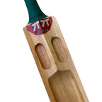 Close-up of the secure thread binding located just beneath the grip on the 7T7T Gold Edition Hard Tennis Bat handle.