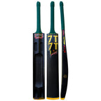Front view of the Cricketer Point 7T7T Gold Edition Hard Tennis Bat showcasing the Grade A pure Kashmir willow blade.