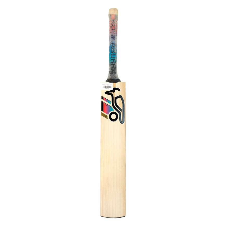 Kookaburra Aura Pro English Willow Cricket Bat - back view showing the offset spine apex design

