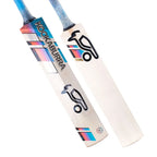Side profile showing the offset spine and 15mm shorter blade design on Kookaburra Aura Pro

