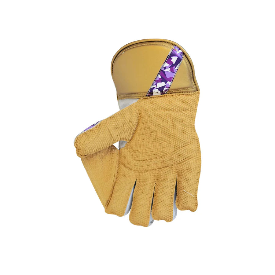 Detailed look at the high-density foam wrist cuff on the Cricketer Point Adidas Pellara 3.0 Wicket Keeping Glove Gold.