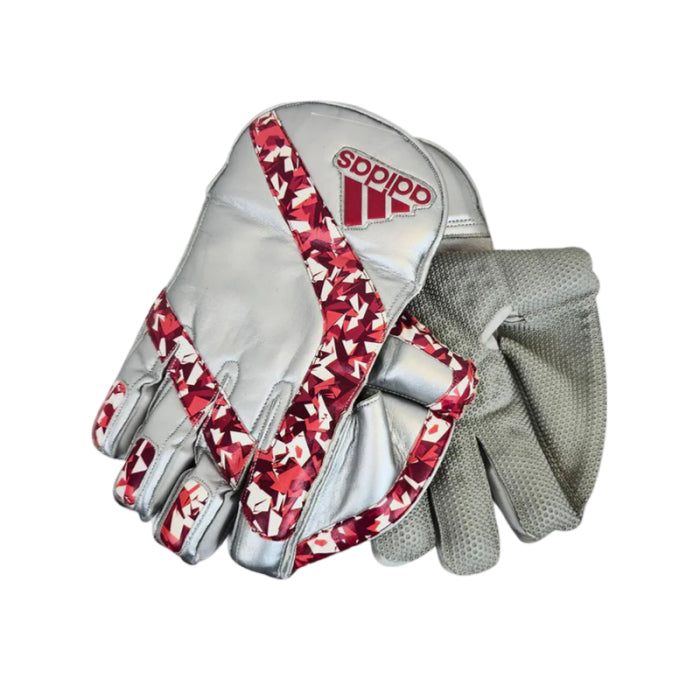 Adidas Pellara 3.0 Wicket Keeping Gloves Silver/Red Adult