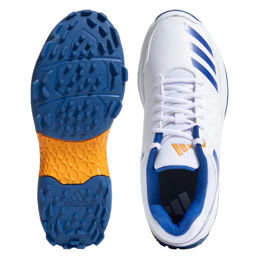 Adidas NU23 Cricket Shoes side profile view in white