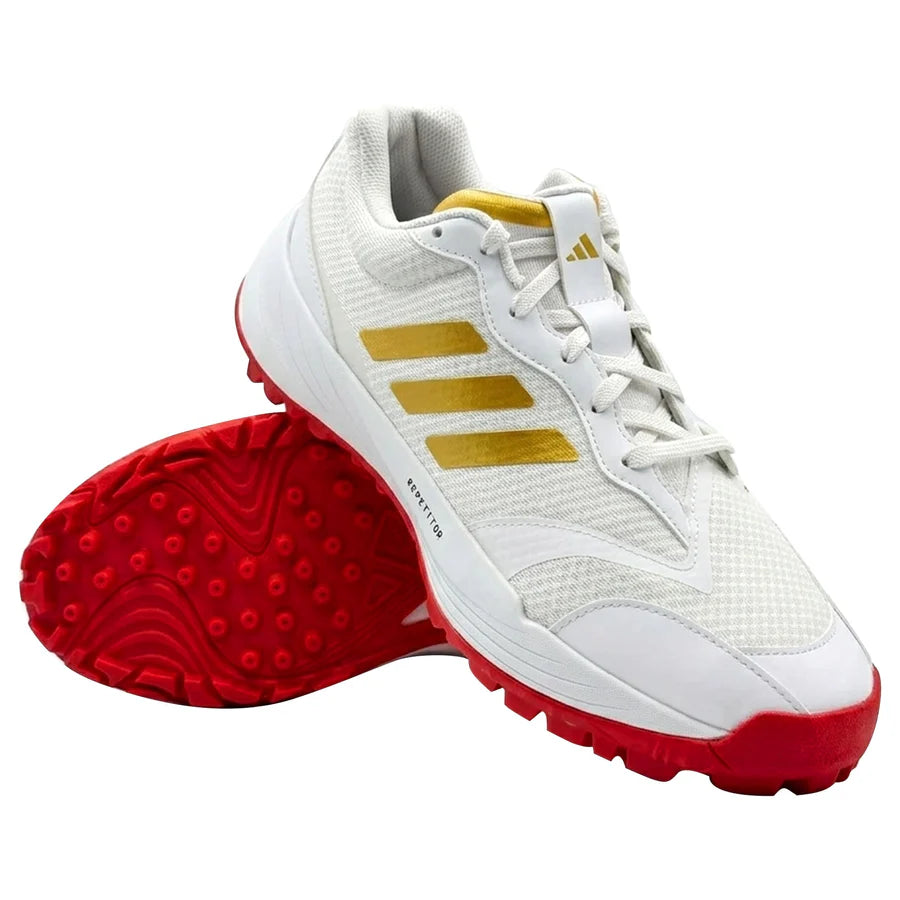 Adidas Scorerun Repetitor Cricket Shoes lateral view white and Red