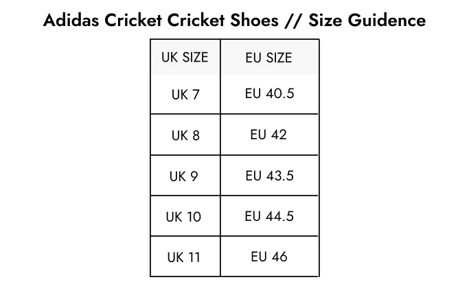Size Guide — Adidas Scorerun Repetitor Cricket Shoes