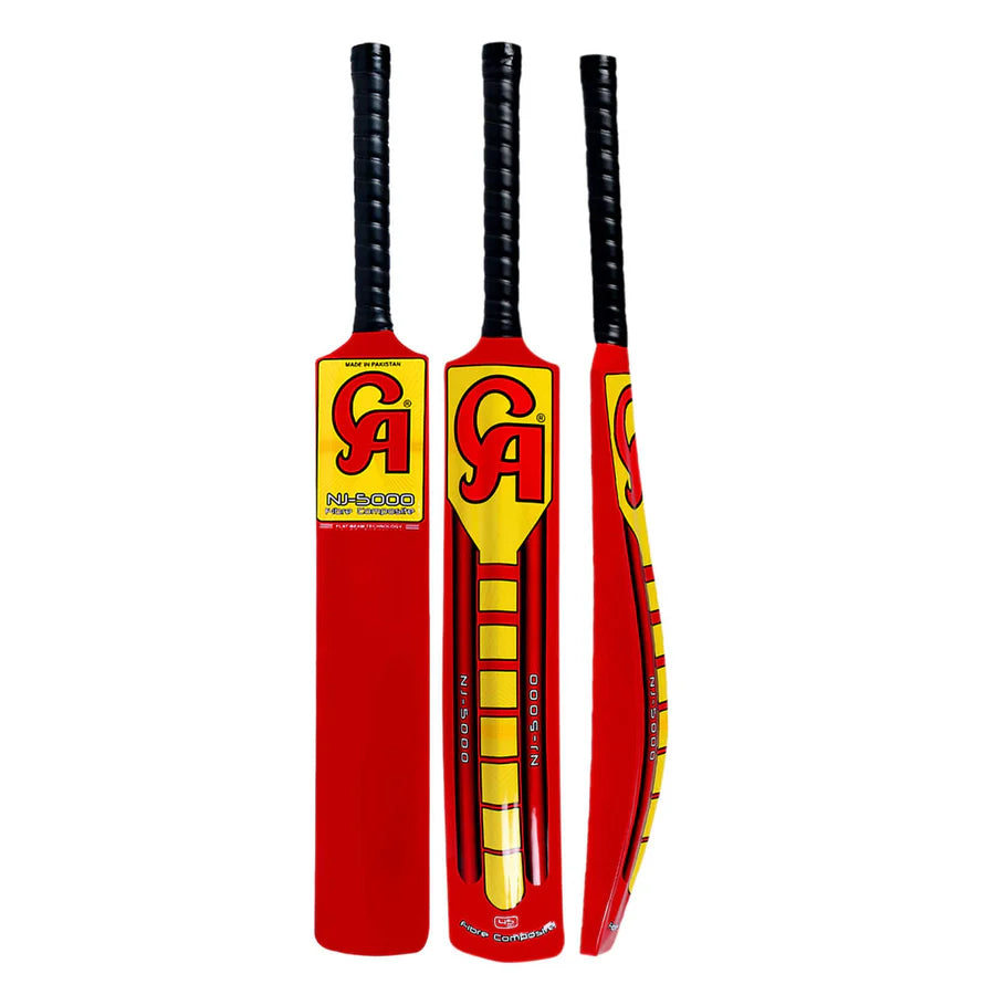 Full display of CA NJ-5000 Fiber Tape Ball Bat showcasing the durable fiber composite frame and sleek graphics.