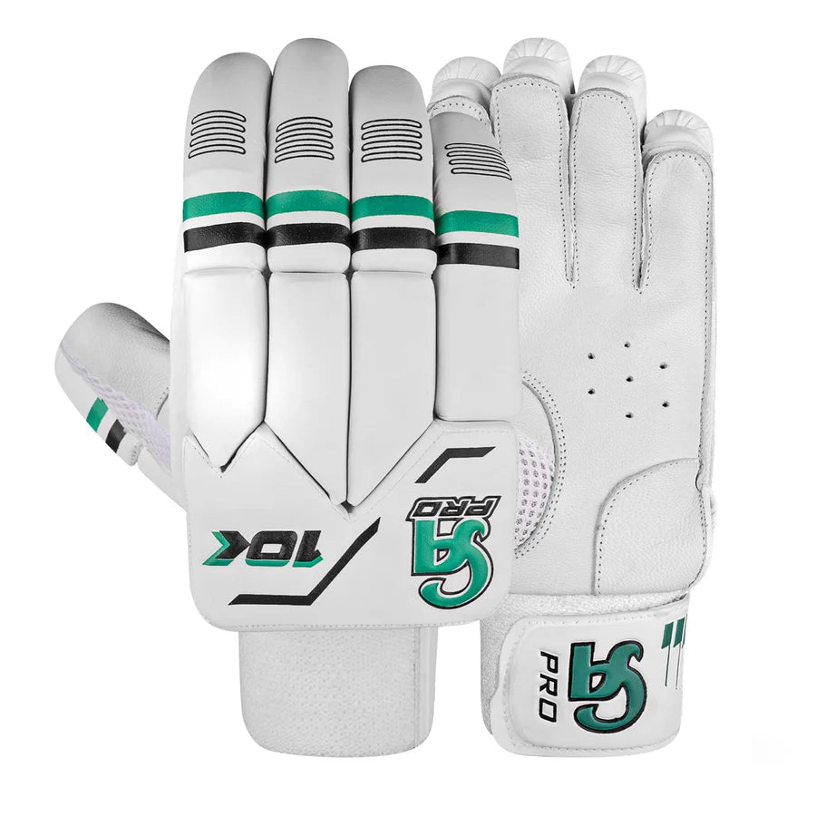 CA Pro 10000 Batting Gloves front view showing white and silver design