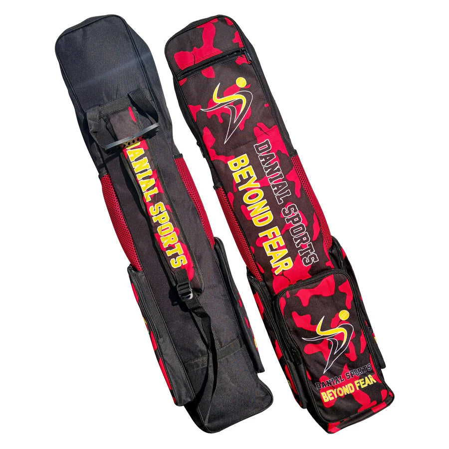 DS 1.0 Cricket Bat Cover with durable red and black camouflage design.