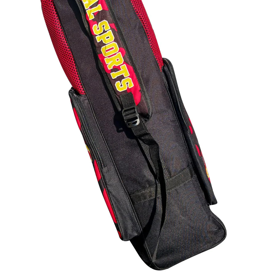 Close-up of the ventilated mesh panels on DS 1.0 Cricket Bat Cover for airflow.
