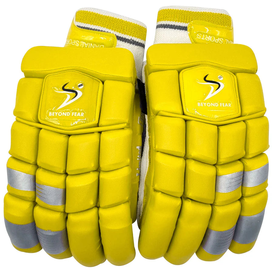 DS T/20 Limited Edition Batting Gloves front view in bright Yellow