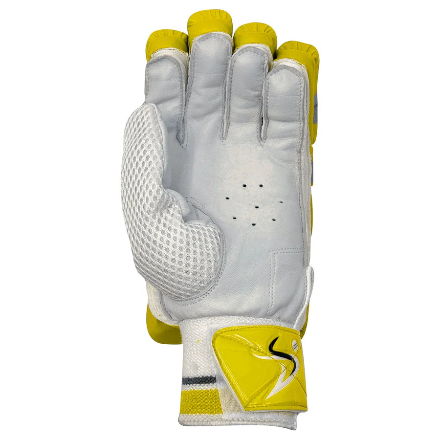 Premium leather palm for superior grip on DS T/20 Yellow gloves