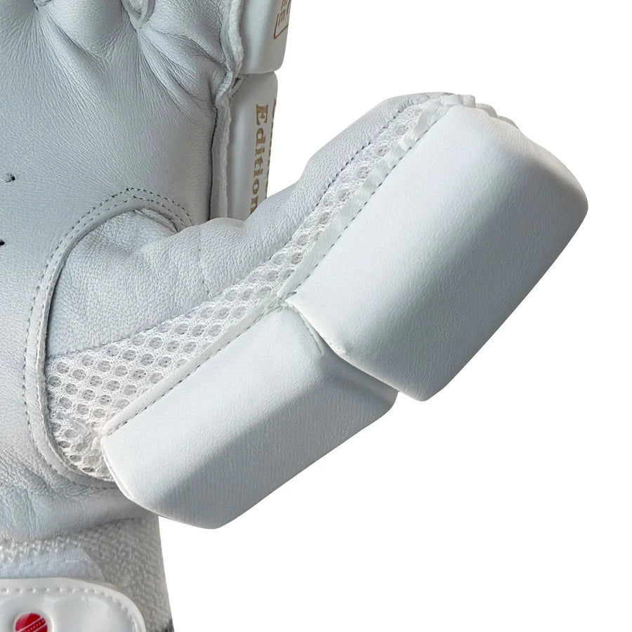 An experienced cricketer adjusting the fit of their DS 1.1 L.E batting gloves.