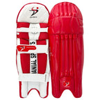 DS T/20 Cricket Batting Pads Red front view displaying white and red high-density foam padding at Cricketer Point