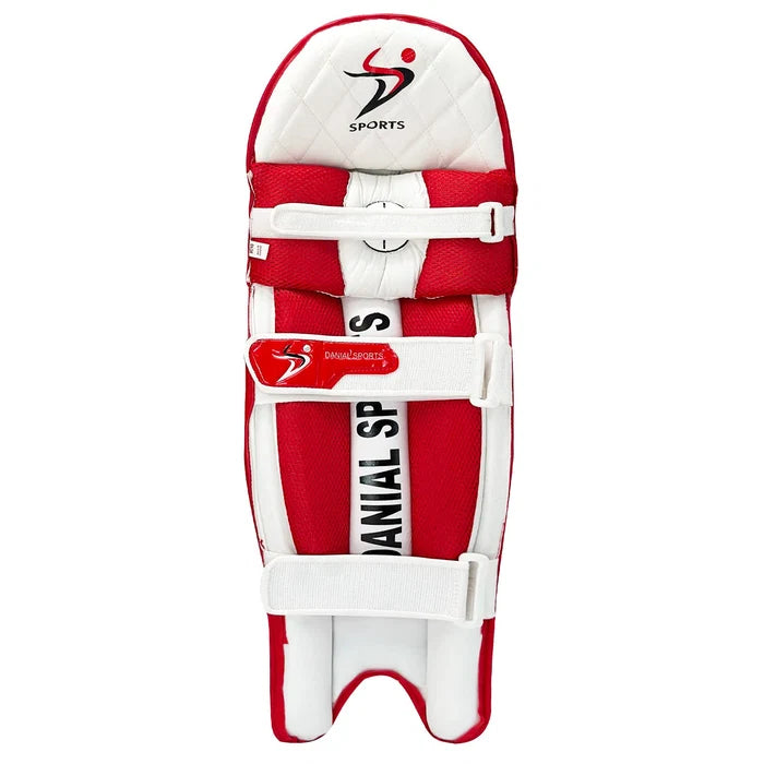 Side profile of DS T/20 Cricket Batting Pads Red showing high-density foam padding layer and knee roll shape