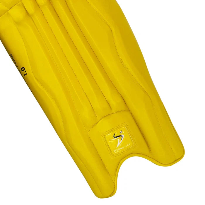Instep and lower ankle padding section of DS T/20 Cricket Batting Pads Yellow for foot coverage