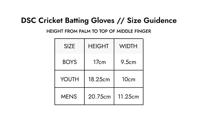 Size Guide — DSC Krunch 7.0 Schlaghandschuhe