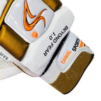 Close-up of the Danial Sports wristband and brand lettering on the youth batting glove.