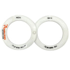 Official DS cricket ball gauge precisely measuring a red leather cricket ball.