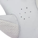 Detailed close-up of the palm ventilation holes and mesh thumb panel on the batting glove.