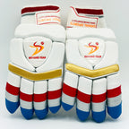 Palm view of the youth cricket batting glove with perforated leather grip and secure wrist fastening.