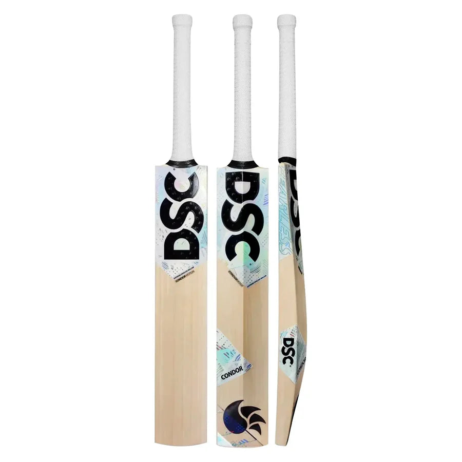 DSC Condor Motion English Willow Cricket Bat front view showing full profile on white background

