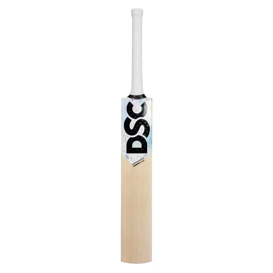 Back view of DSC Condor Motion English Willow Cricket Bat highlighting high spine and curved shape

