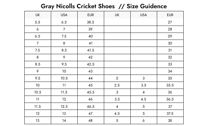 Size Guide — Kookaburra Prism 4.1 Batting Pads
