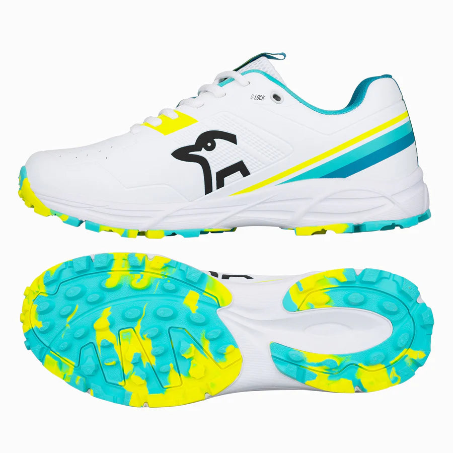 Kookaburra KC 3.0 Rubber Soled Cricket Shoes front view with lightweight PVC upper and padded tongue
