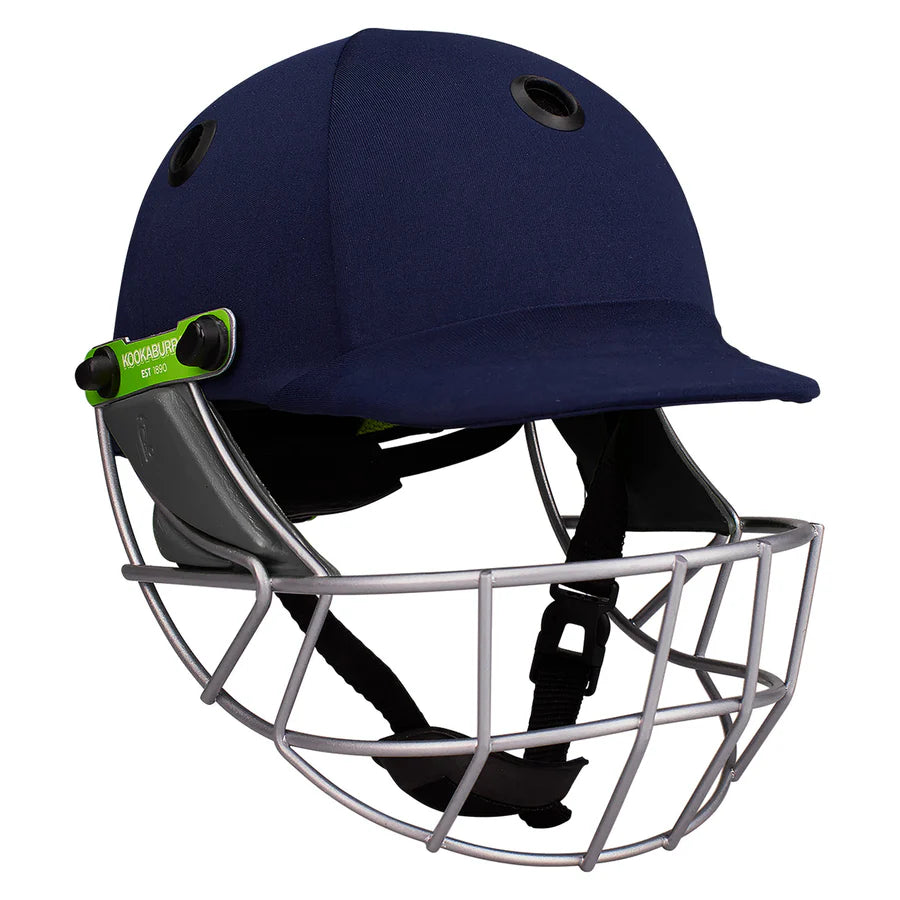Side view of Kookaburra Pro 600F Cricket Helmet showing grill and shell

