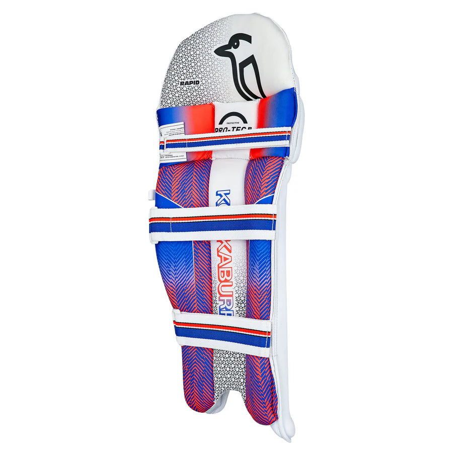 Side profile of Kookaburra Rapid 4.1 pads highlighting ergonomic pre-shaped design.

