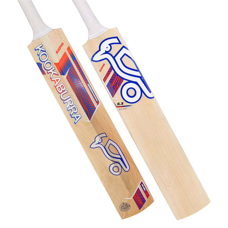 Kookaburra Rapid 6.3 Select Cricket Bat back side showing Kashmir willow construction

