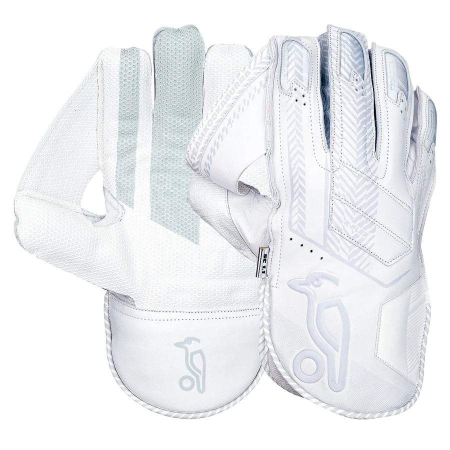 Kookaburra SC 1.1 Wicket Keeping Gloves front view showing premium sheep leather palm

