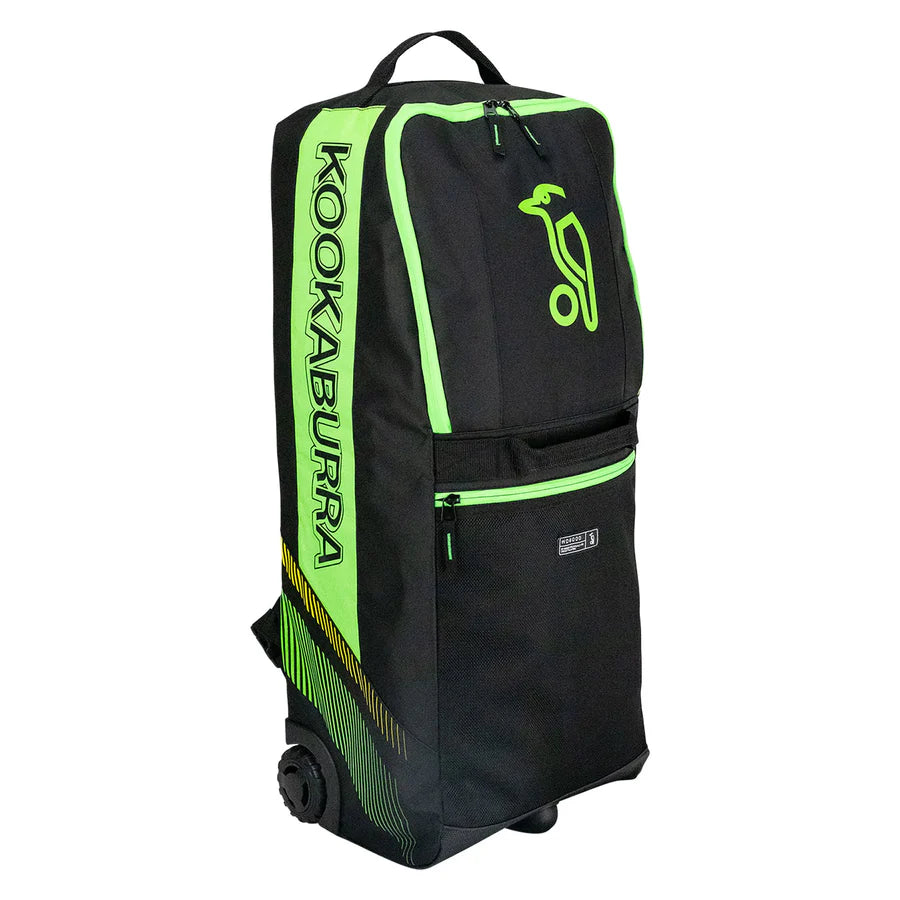 Kookaburra WD6000 Junior Wheelie Duffle Bag front view showing junior-friendly proportions.

