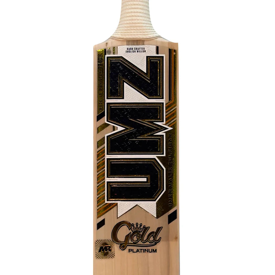 Full back spine overview of the MB Malik English Willow cricket bat showing the prominent 64mm spine height.