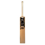 Detailed shot of the mid-to-low responsive sweet spot on the MB Malik Gold Platinum bat face.