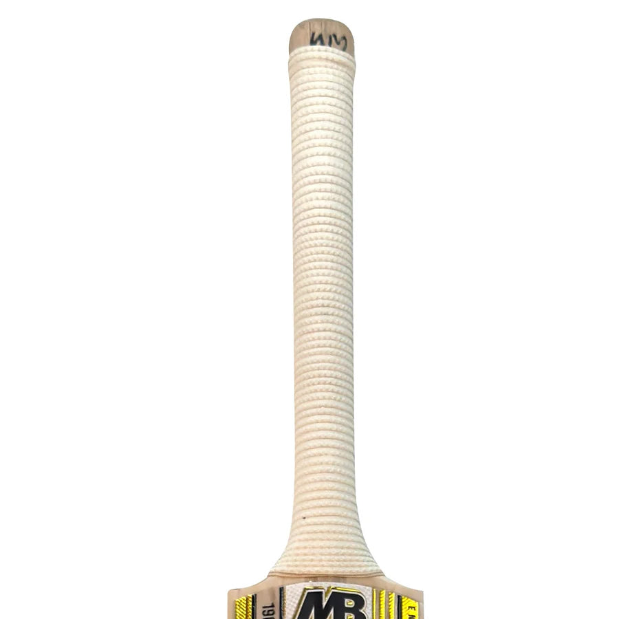 The MB Malik Misbah-ul-Haq edition bat resting on a leather ball, demonstrating its premium match-ready appearance.