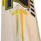 Full-length front and back studio layout of the authentic MB Malik Platinum Gold Edition Cricket Bat.