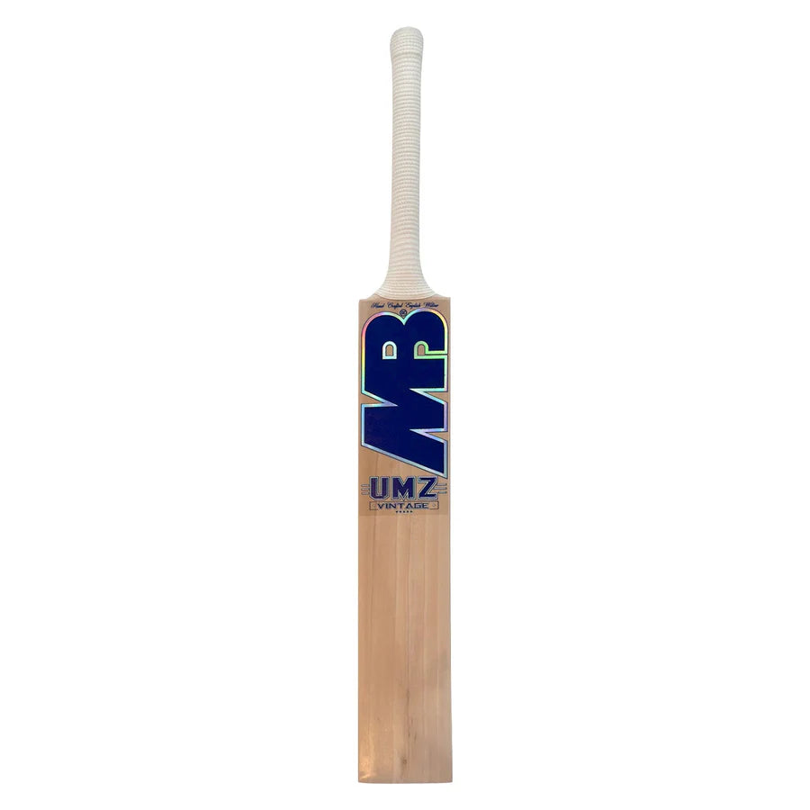 Side profile of the MB Malik UMZ Vintage 5 Star bat highlighting the distinct seam line of its unique laminated cricket bat construction.