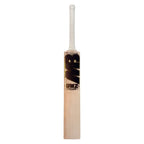 Close-up shot of the unique, extra-rounded toe design on the lower blade of the MB Malik 7 Star English Willow bat.