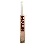 Side profile view of the MB Malik UMZ Vintage 7 Star bat showcasing its distinctive, traditional full-profile shape and thick edges.