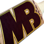 Zoomed-in shot of the retro-styled MB Malik Vintage 3-star edition decals and premium branding on the lower blade.